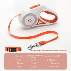 Retractable dog leash with collar on a white background