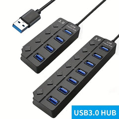 Seven-Port USB 3.0 Hub and Splitter for Computers