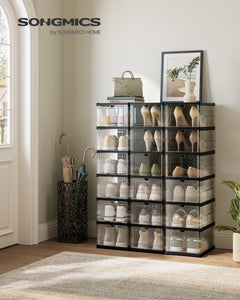 Pack of 18 Foldable Shoe Boxes, Fit up to US Size 13