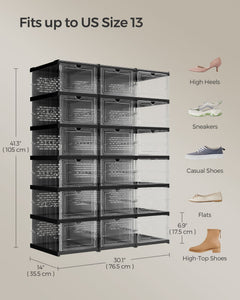 Pack of 18 Foldable Shoe Boxes, Fit up to US Size 13