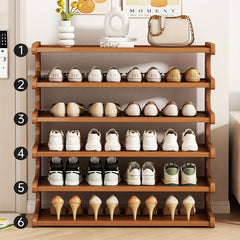 5/6 Tier Bamboo Shoe Rack Organizer Wooden Shelf Entryway Space Saving
