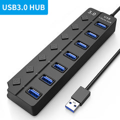 Seven-Port USB 3.0 Hub and Splitter for Computers